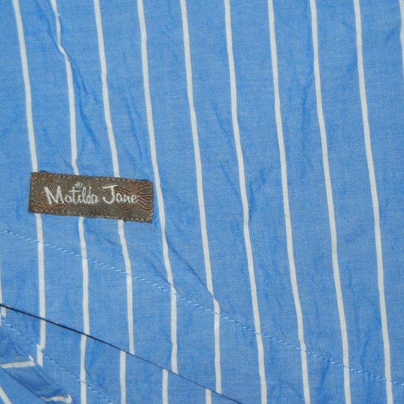 Matilda Jane Sandy Seashell Blue & White Striped Cotton Cover-up Dress Small - Picture 3 of 4